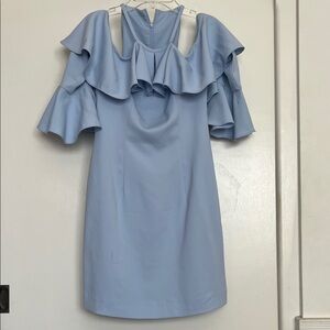 Boston Proper Light Blue Ruffle Mini Dress